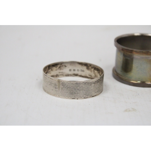 7 - THREE HALLMARKED BIRMINGHAM SILVER NAPKIN RINGS GROSS WEIGHT 53 GRAMS