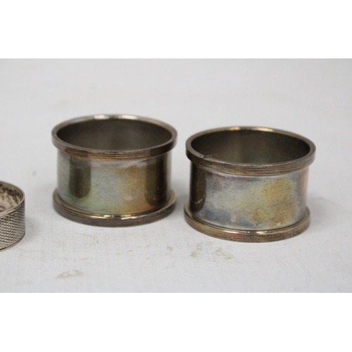 7 - THREE HALLMARKED BIRMINGHAM SILVER NAPKIN RINGS GROSS WEIGHT 53 GRAMS