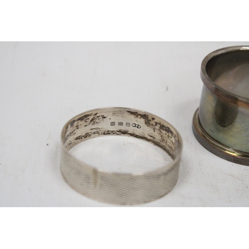 7 - THREE HALLMARKED BIRMINGHAM SILVER NAPKIN RINGS GROSS WEIGHT 53 GRAMS