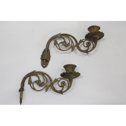 110 - A PAIR OF VINTAGE BRASS WALL SCONCES