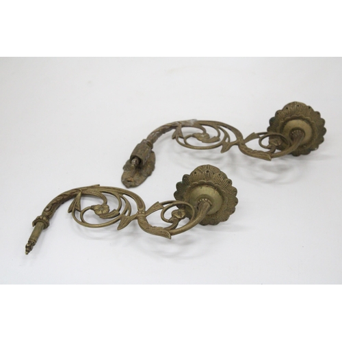 110 - A PAIR OF VINTAGE BRASS WALL SCONCES