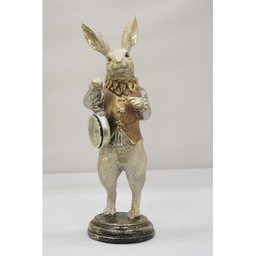 111 - AN ALICE IN WONDERLAND WHITE RABBIT WITH A POCKET WATCH, HEIGHT 31CM