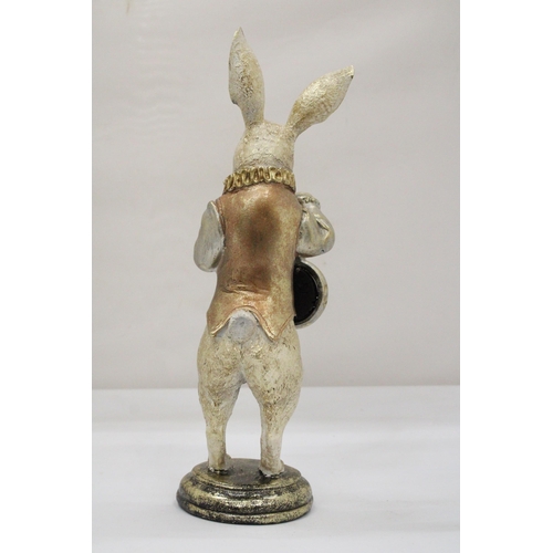 111 - AN ALICE IN WONDERLAND WHITE RABBIT WITH A POCKET WATCH, HEIGHT 31CM