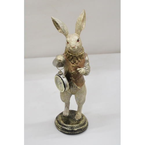 111 - AN ALICE IN WONDERLAND WHITE RABBIT WITH A POCKET WATCH, HEIGHT 31CM