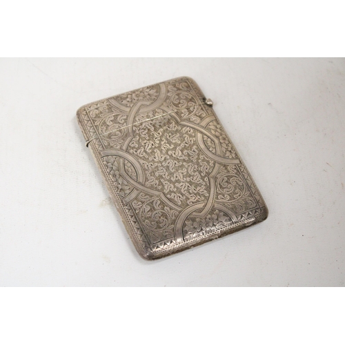 27 - A HALLMARKED BIRMINGHAM SILVER HINGED CARD CASE - 10 X 7.5 CM -  WEIGHT 81.86