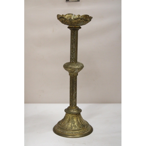 32 - AN ORMOLU ECCLESIASTICAL PRICKETT CANDLE STICK - 51 CM