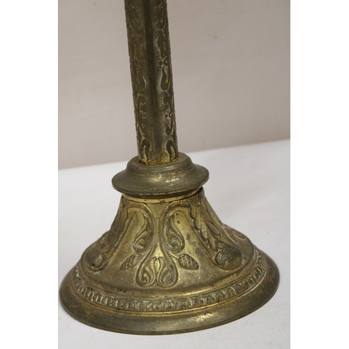 32 - AN ORMOLU ECCLESIASTICAL PRICKETT CANDLE STICK - 51 CM