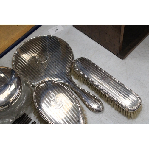 50 - A HALLMARKED BIRMINGHAM SILVER VANITY SET