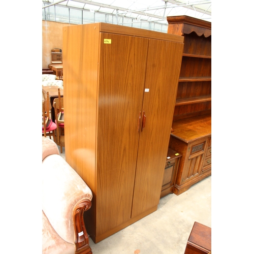 2824 - A RETRO TEAK EFFECT EUROPA FURNITURE TWO DOOR WARDROBE, 30