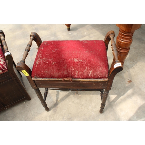 2829 - AN EDWARDIAN BEECH FRAMED PIANO STOOL