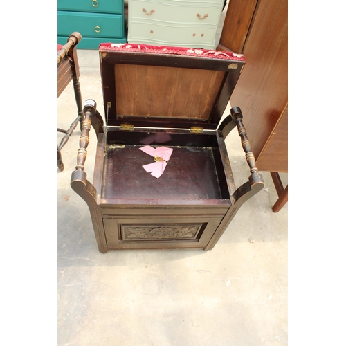 2830 - AN EDWARDIAN BEECH FRAMED PIANO STOOL