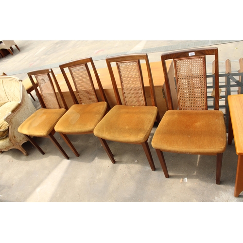 2835 - A SET OF FOUR G PLAN RETRO TEAK DINING CHAIRS WITH SPLIT CANE BACKS