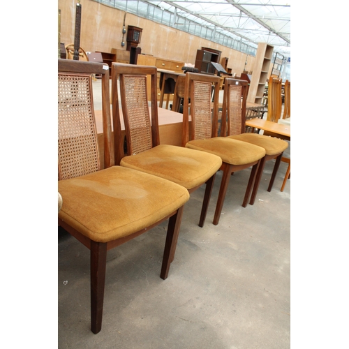 2835 - A SET OF FOUR G PLAN RETRO TEAK DINING CHAIRS WITH SPLIT CANE BACKS