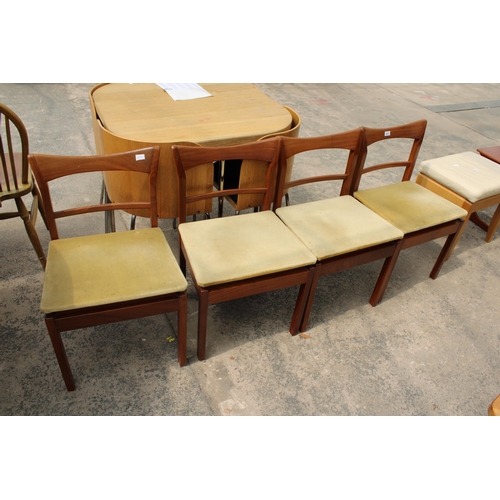 2841 - A MORRIS OF GLASGOW SET OF FOUR RETRO TEAK DINING CHAIRS