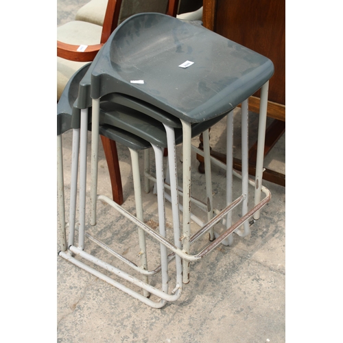 2848 - A PAIR OF ADVANCED PLASTIC STOOLS ON TUBULAR FRAMES AND TWO SIMILAR STOOLS