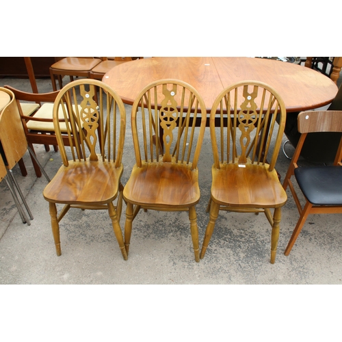 2853 - THREE WINDSOR STYLE WHEEL-BACK DINING CHAIRS