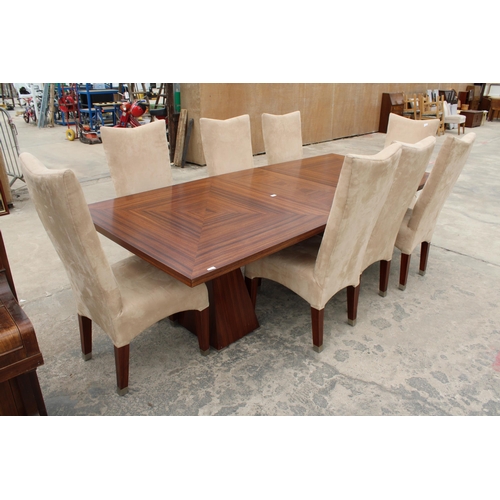 2868 - A TOCA WOOD, TWIN TAPERED PEDESTAL, EXTENDING DINING TABLE, 84