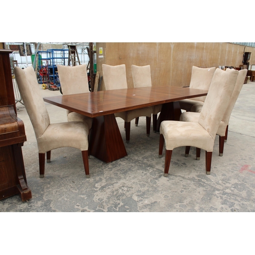 2868 - A TOCA WOOD, TWIN TAPERED PEDESTAL, EXTENDING DINING TABLE, 84