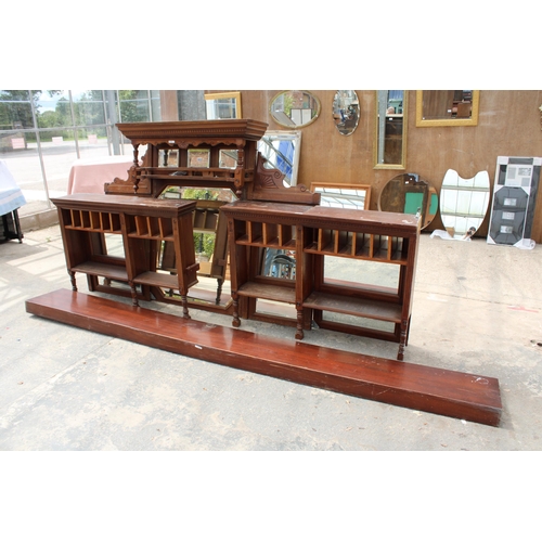 2871 - A LARGE VICTORIAN OVERMANTEL/BAR FITTING WITH MIRRORED SECTIONS, STORAGE SHELVES AND BAR TOP, 80