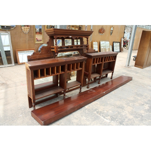 2871 - A LARGE VICTORIAN OVERMANTEL/BAR FITTING WITH MIRRORED SECTIONS, STORAGE SHELVES AND BAR TOP, 80