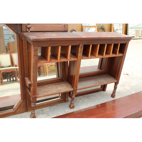 2871 - A LARGE VICTORIAN OVERMANTEL/BAR FITTING WITH MIRRORED SECTIONS, STORAGE SHELVES AND BAR TOP, 80