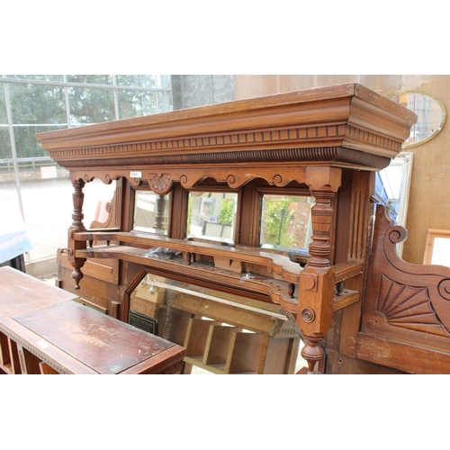 2871 - A LARGE VICTORIAN OVERMANTEL/BAR FITTING WITH MIRRORED SECTIONS, STORAGE SHELVES AND BAR TOP, 80