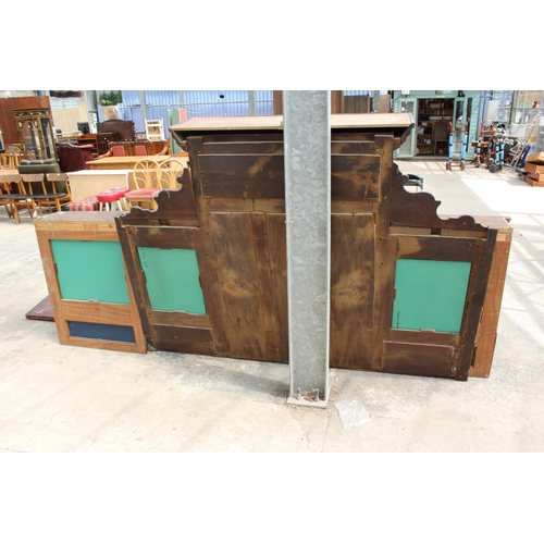 2871 - A LARGE VICTORIAN OVERMANTEL/BAR FITTING WITH MIRRORED SECTIONS, STORAGE SHELVES AND BAR TOP, 80