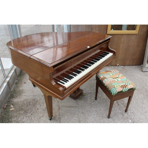 2873 - A RUSHWORTH AND DREAPER 4' BABY GRAND PIANO AND STOOL