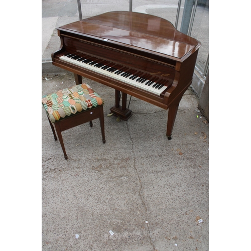 2873 - A RUSHWORTH AND DREAPER 4' BABY GRAND PIANO AND STOOL