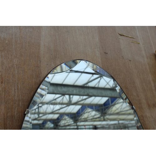 2877 - A FRAMELESS WALL MIRROR, 26