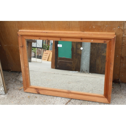 2878 - TWO PINE FRAMED WALL MIRRORS