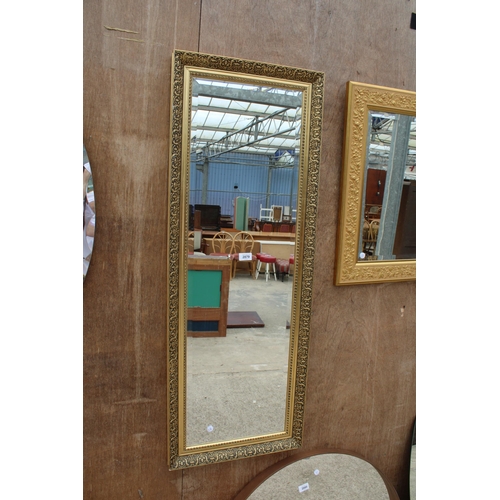 2879 - A GILT EFFECT BEVEL EDGE WALL MIRROR, 48