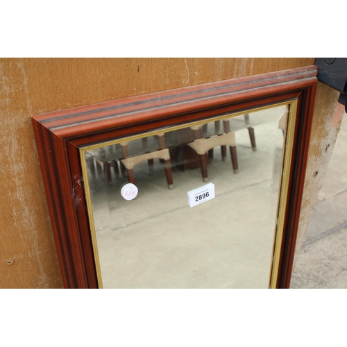 2896 - A BEVEL EDGE WALL MIRROR, 51