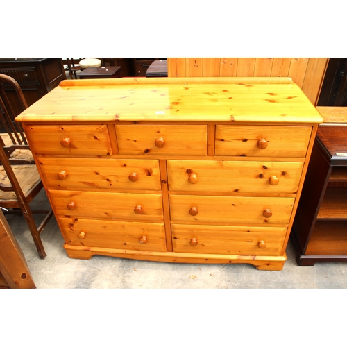 2906 - A CHEST OF THREE SHORT AND SIX LONG DRAWERS, 53