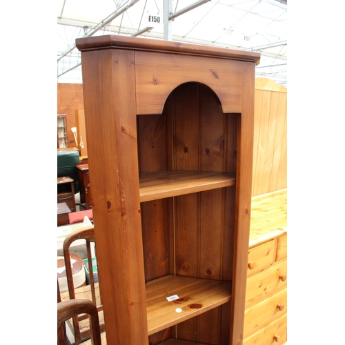 2907 - A PINE FIVE TIER OPEN CORNER CUPBOARD, 21