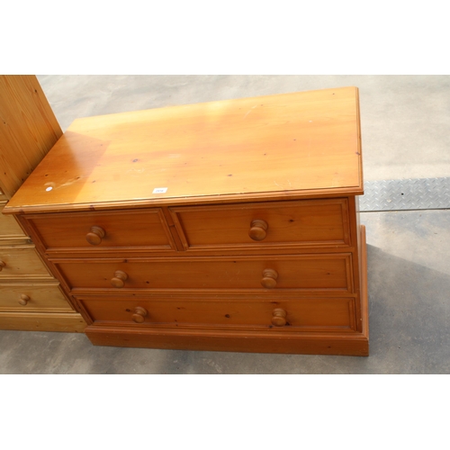 2916 - A PINE CHEST OF TWO SHORT AND TWO LONG DRAWERS, 40