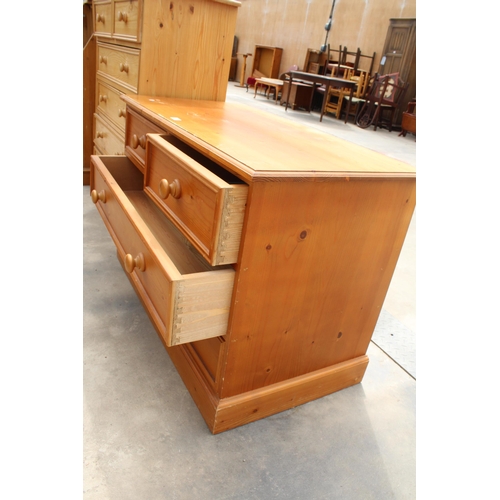 2916 - A PINE CHEST OF TWO SHORT AND TWO LONG DRAWERS, 40