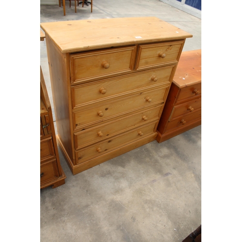 2917 - A PINE CHEST OF TWO SHORT AND FOUR LONG DRAWERS