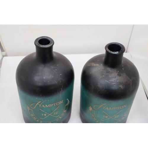 139 - TWO LARGE VINTAGE 'HAMPTON GOLF CLUB' GLASS JARS, HEIGHT 30CM