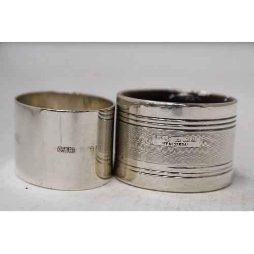 21 - TWO HALLMARKED BIRMINGHAM SILVER NAPKIN RINGS