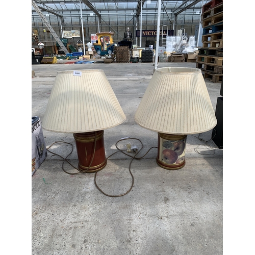 2466 - A PAIR OF DECORATIVE TABLE LAMPS WITH SHADES