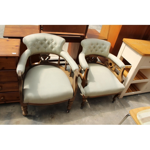 2925 - TWO SIMILAR LATE VICTORIAN TUB CHAIRS