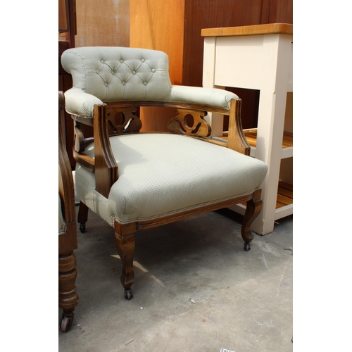 2925 - TWO SIMILAR LATE VICTORIAN TUB CHAIRS