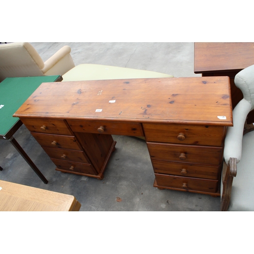 2926 - A PINE TWIN-PEDESTAL DESK, 54