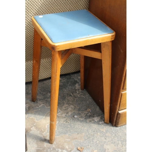 2949 - A MID TWENTIETH CENTURY OAK BUREAU, 2' WIDE AND 1950S STOOL