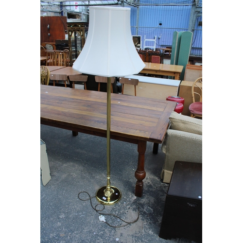 2951 - A MODERN BRASS STANDARD LAMP AND SHADE