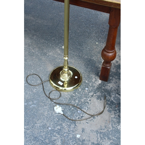 2951 - A MODERN BRASS STANDARD LAMP AND SHADE