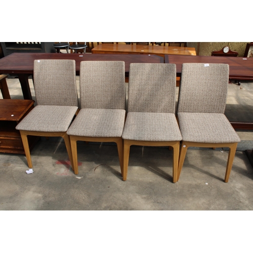 2960 - A SET OF FOUR OAK SKOVBY (DENMARK), DINING CHAIRS WITH UPHOLSTERED SEATS AND BACKS