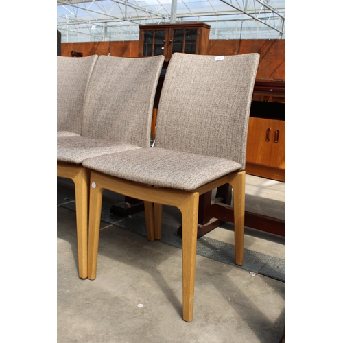 2960 - A SET OF FOUR OAK SKOVBY (DENMARK), DINING CHAIRS WITH UPHOLSTERED SEATS AND BACKS