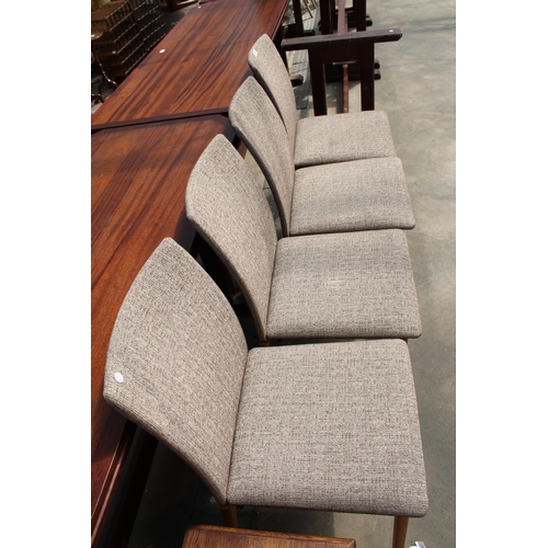 2960 - A SET OF FOUR OAK SKOVBY (DENMARK), DINING CHAIRS WITH UPHOLSTERED SEATS AND BACKS